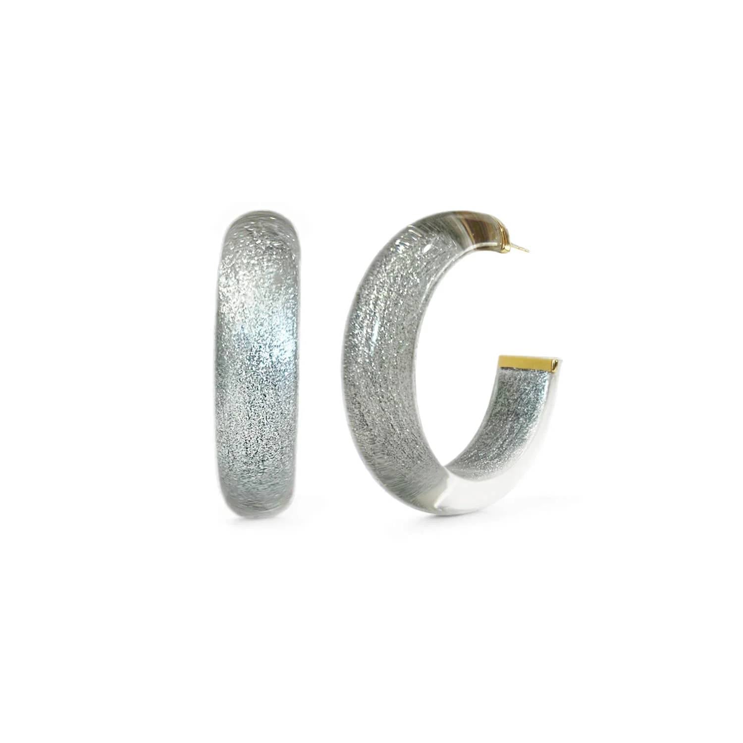 Gold & Honey - Women's Small Illusion Lucite Hoop Earrings In Neutrals