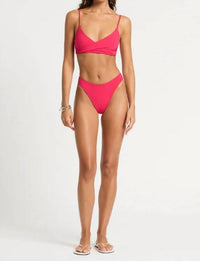 bond-eye Amira Reversible Crop Top in sienna scarlet bare - women's swimwear
