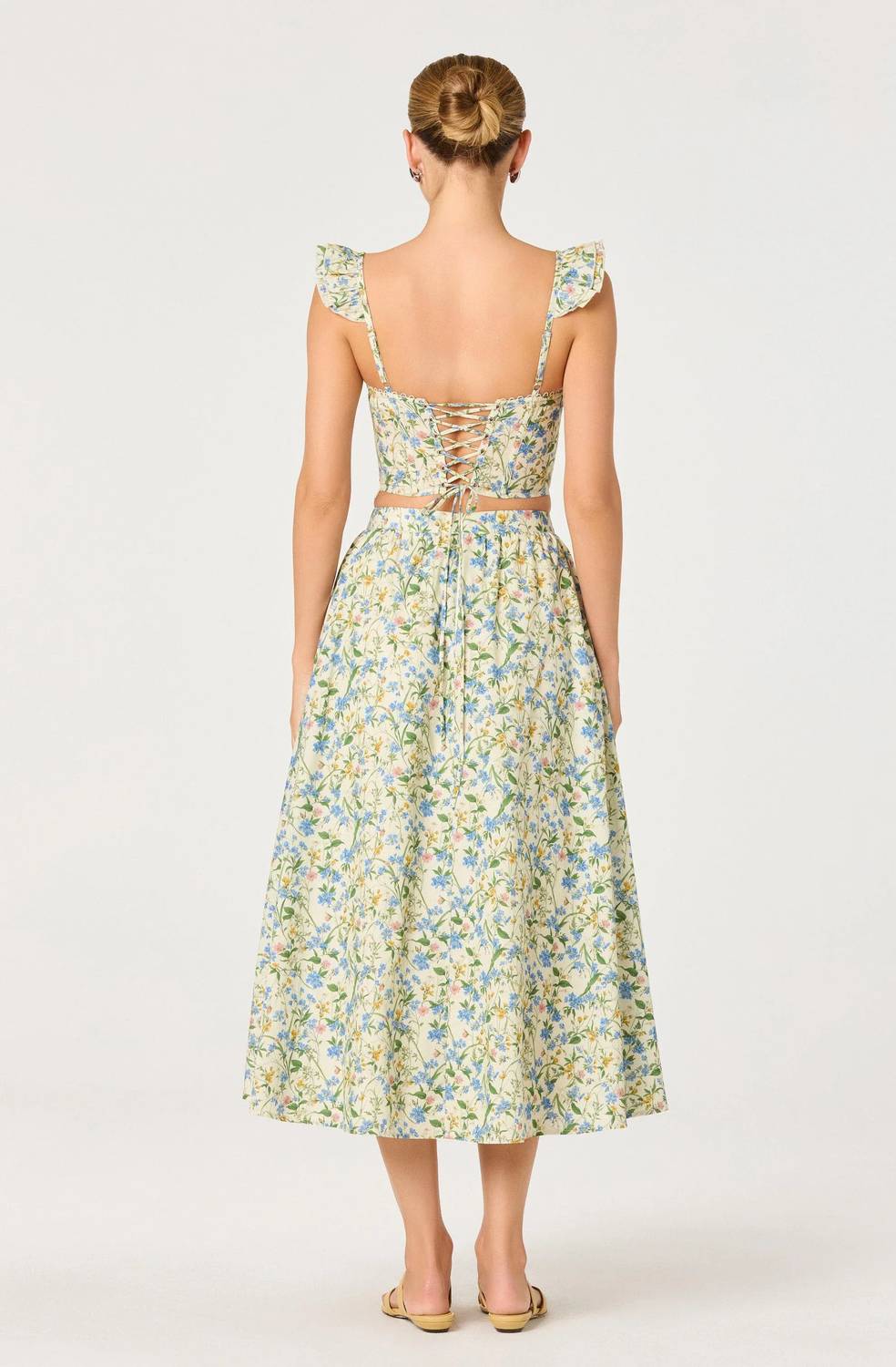 Astr - Wylda Floral Gathered A-line Midi Skirt