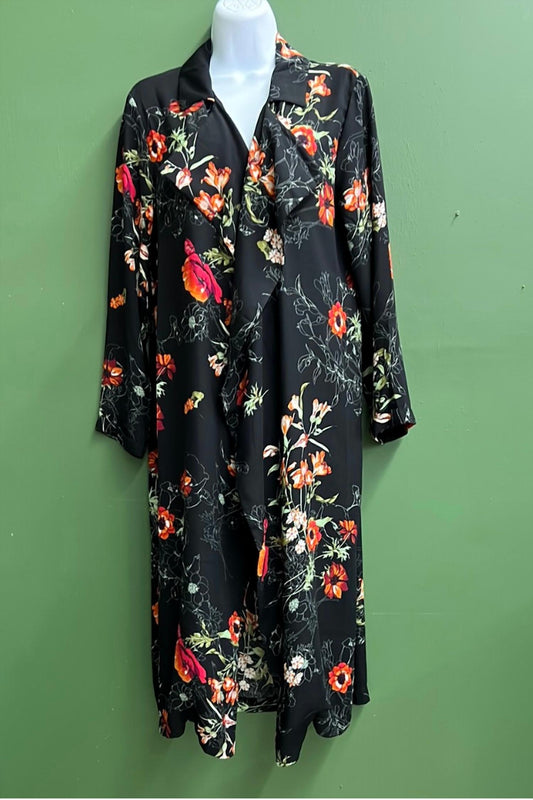 Lush - Women's Long Black/floral Cover Up