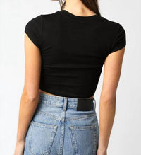 Olivaceous - Miami Fitted Ribbed Short Sleeve Crop Top