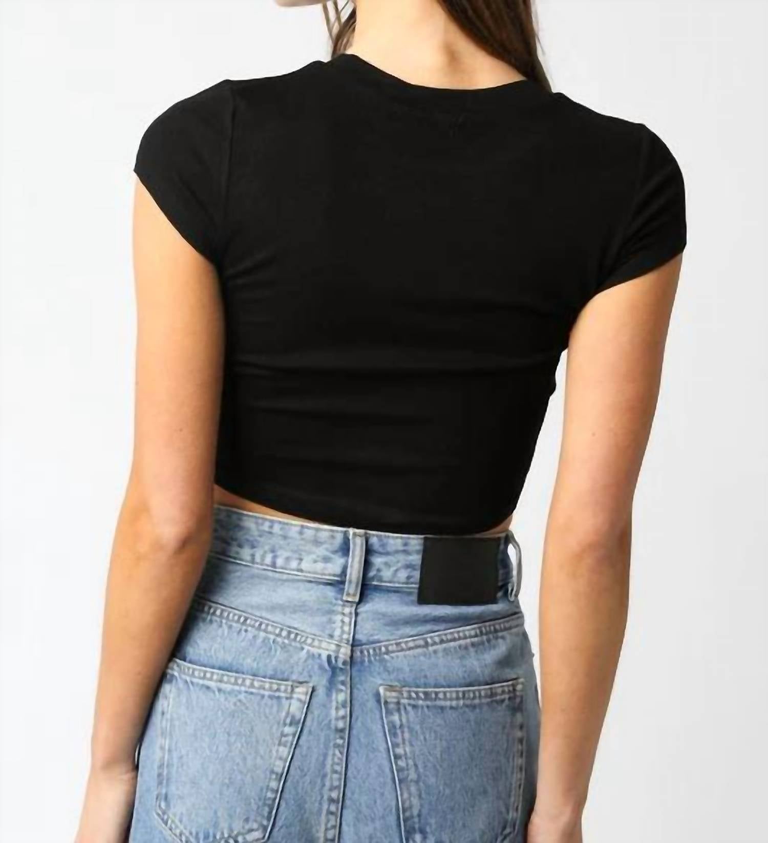 Olivaceous - Miami Fitted Ribbed Short Sleeve Crop Top