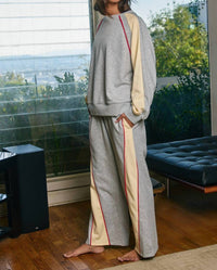 Bucketlist - Piping Details Color-block Wide-leg Sweat Pants