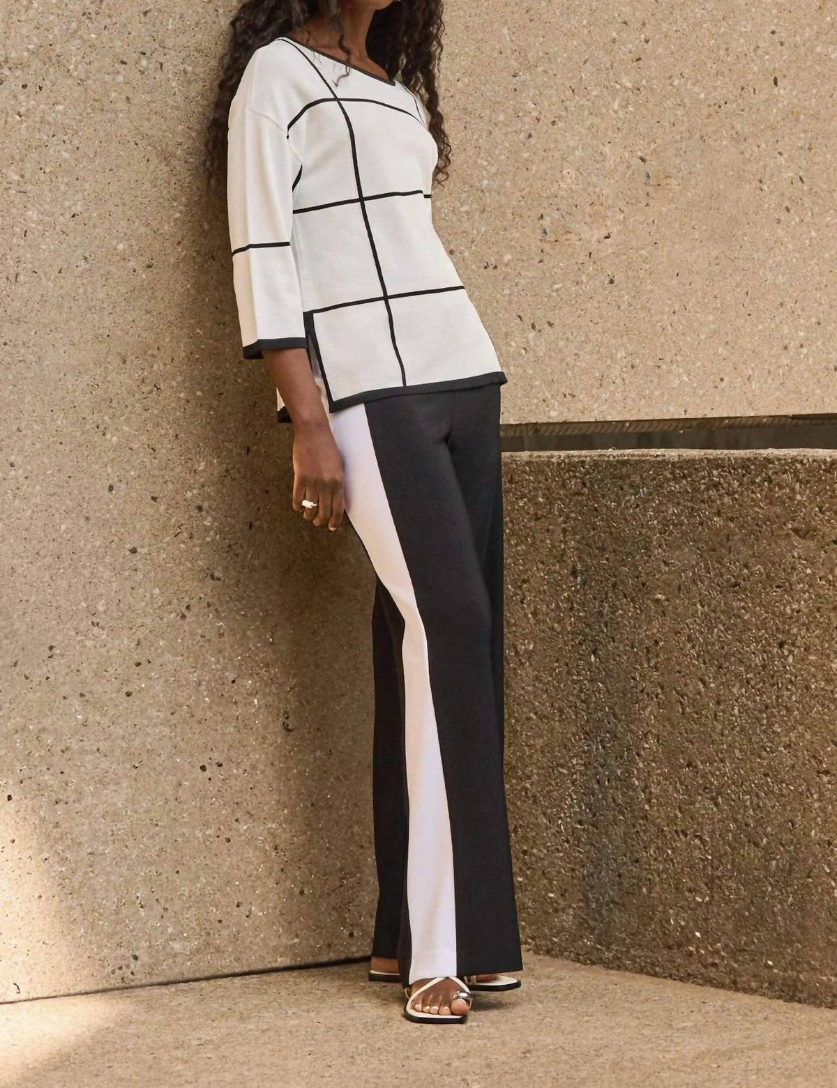 Joseph Ribkoff - Two Tone Color Block Wide Leg Pants