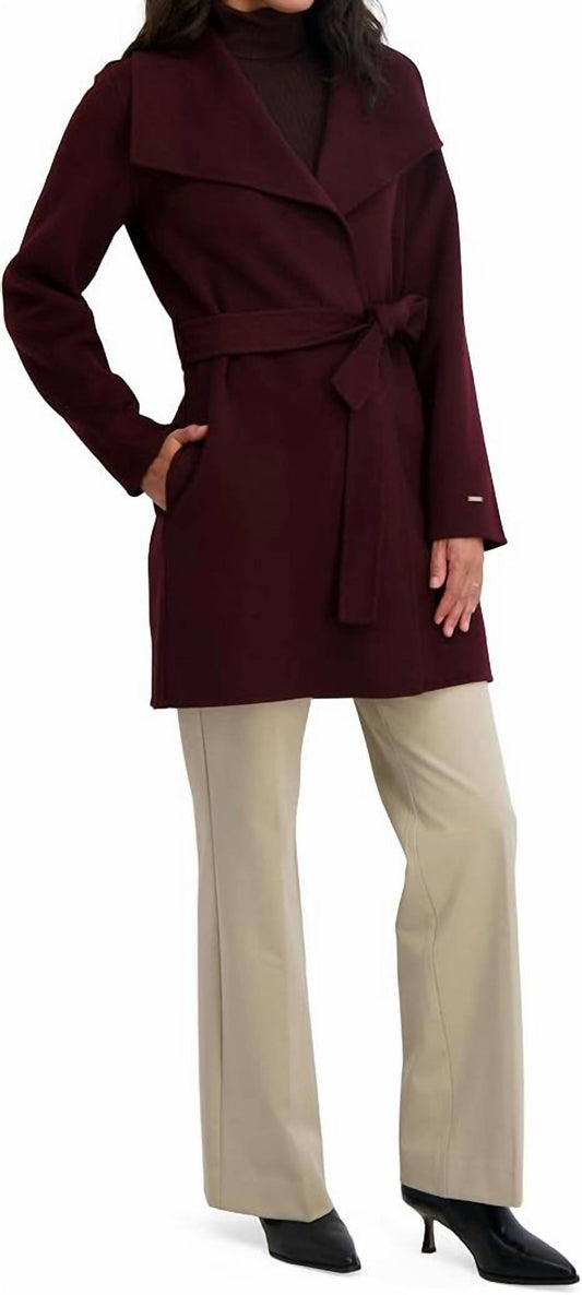 Tahari - Women's Double Face Wool-blend Belted Coat