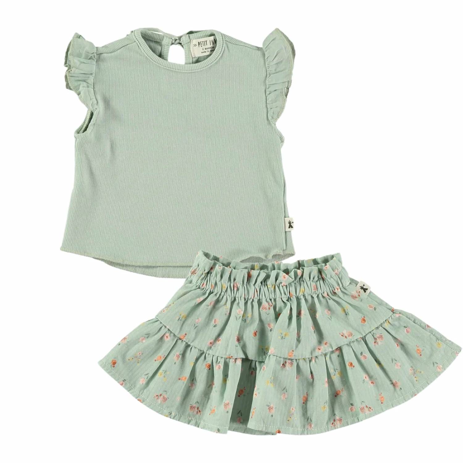Petit Indi - Girl's Sage Ruffle Top