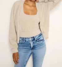 Good American - Fuzzy Cardigan Top