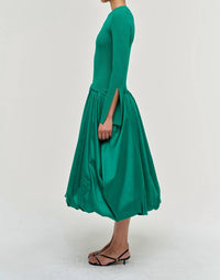 SIMKHAI Kenlie Taffeta Knit Midi Dress in kelly green 2 - women's dress - alternate view