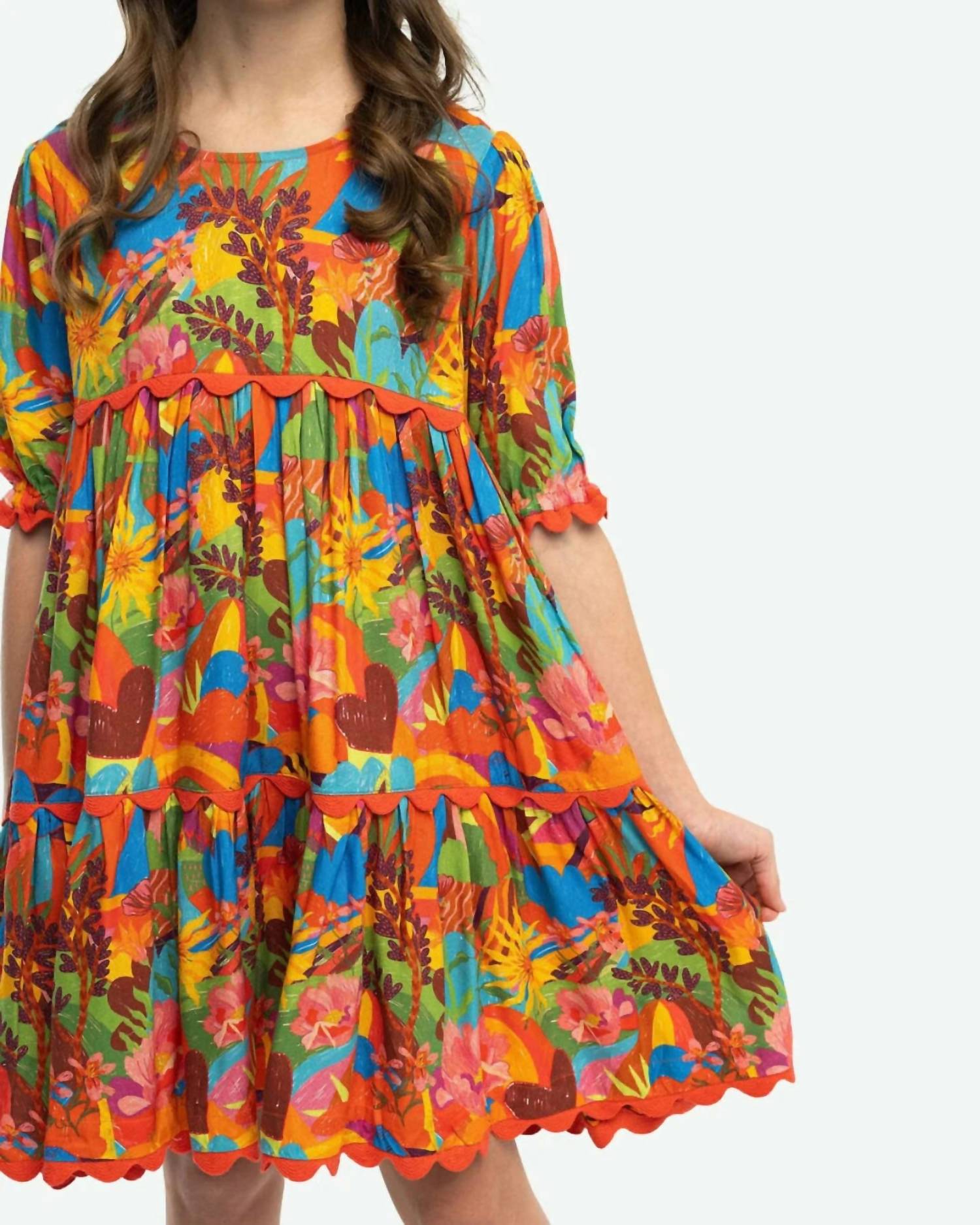 BRITON COURT Girls Quinn Dress in tangerine tango - kids' dress - detail view
