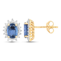 Diana M Jewels Women's Oval Natural Sapphire Stud Earrings (2.22 Ct) - Classic Plus in 14k yellow gold - women's jewelry - detail view