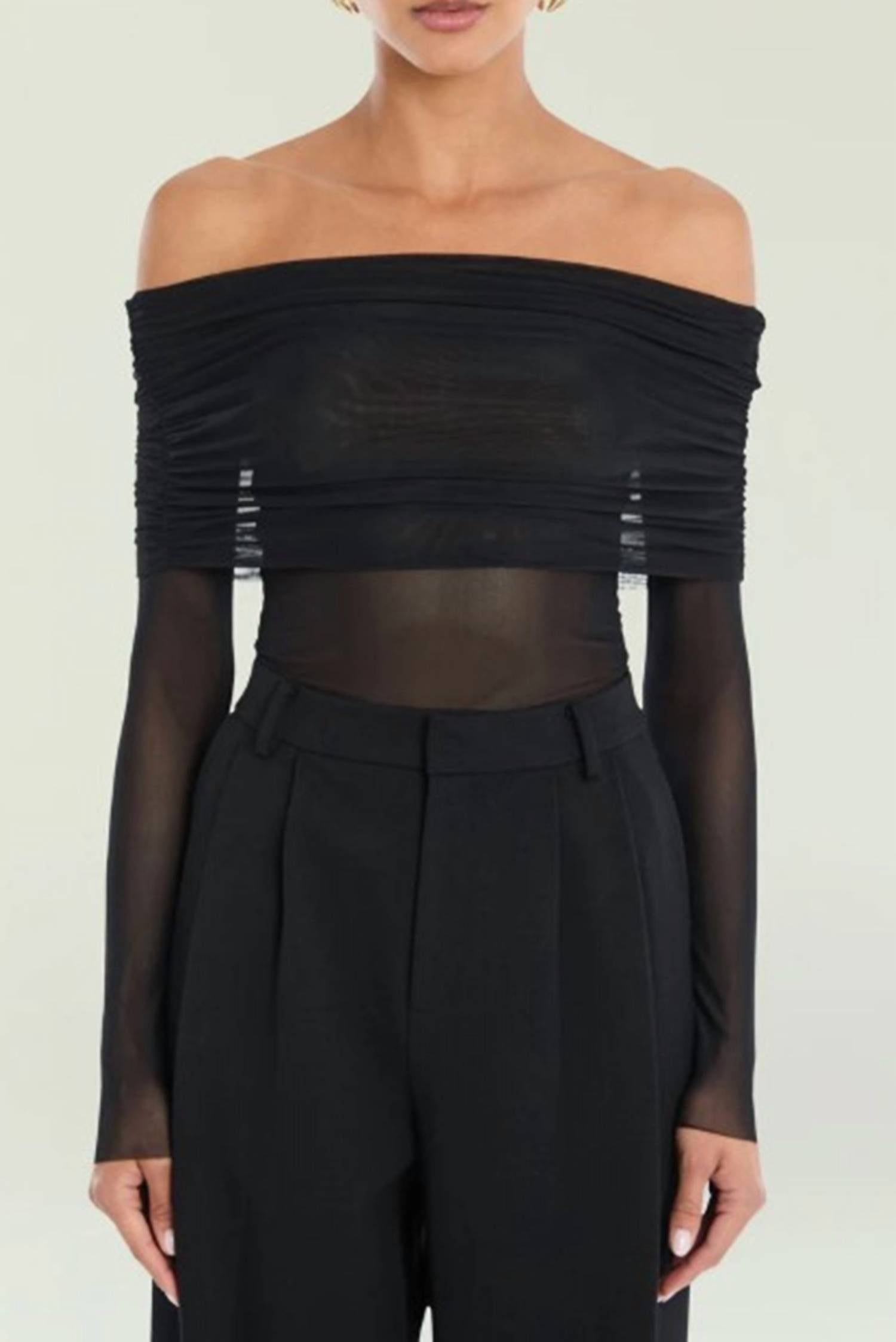 SER.O.YA Rosa Off-shoulder Top in black - women's blouse