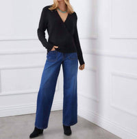 Karen Kane Wrap Sweater in black - women's sweater - alternate view