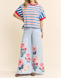 Davi & Dani - Striped Short Sleeve Boxy Tee