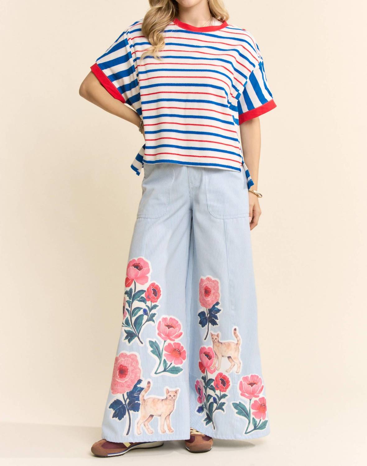 Davi & Dani - Striped Short Sleeve Boxy Tee