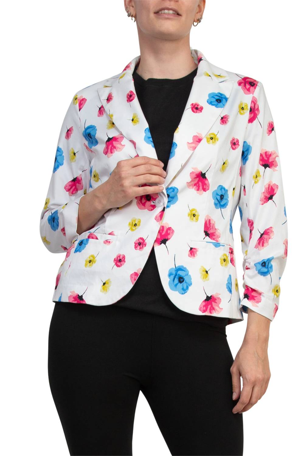Peace Of Cloth - Notched Lapel Collar Cropped Fit Blazer