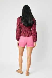 Judy Blue - High Waist Pocket Embroidery Shorts