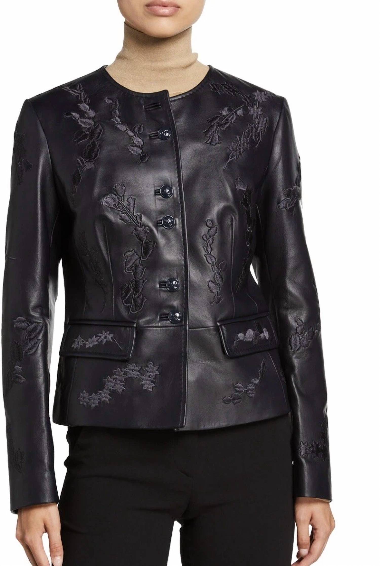 Escada - Pre-loved Embroidered Lambskin Leather Jacket