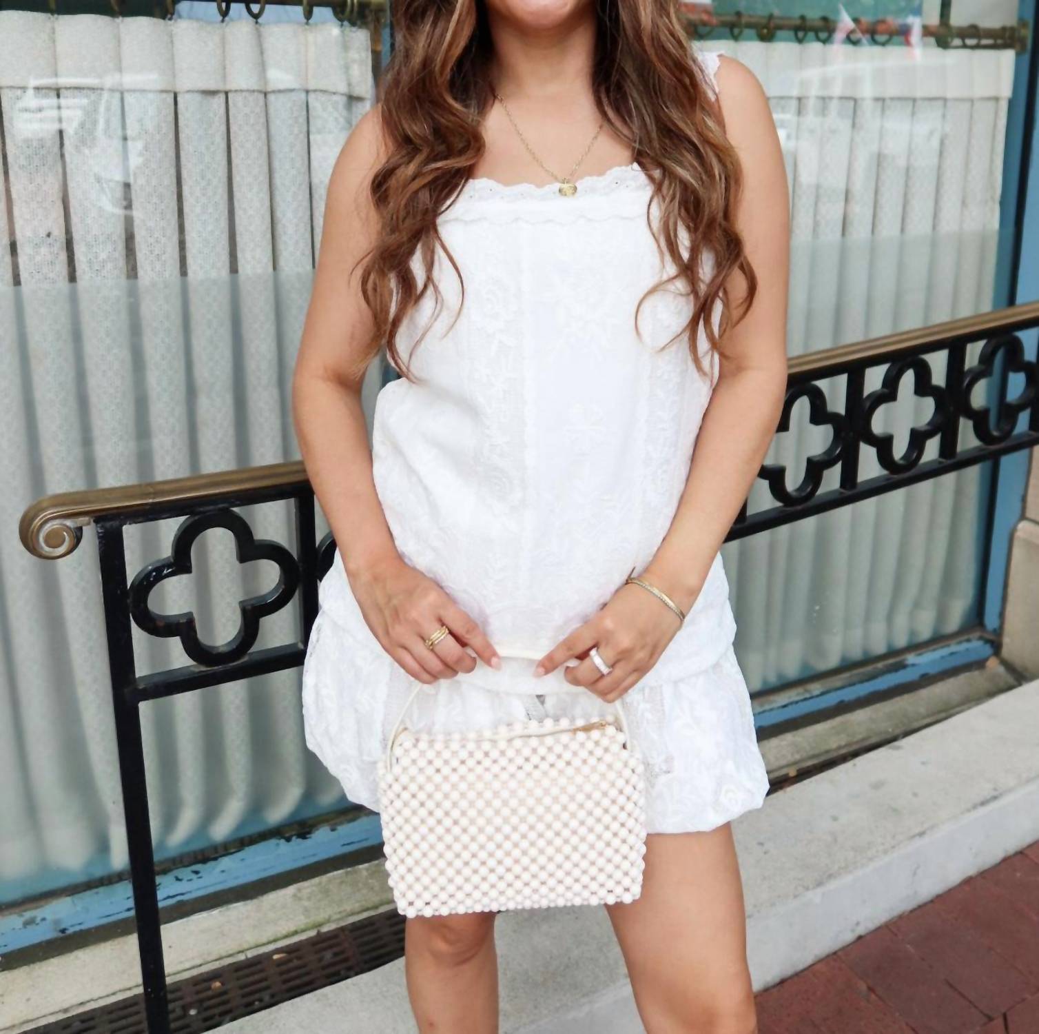 Line And Dot - Layered Lace Romper