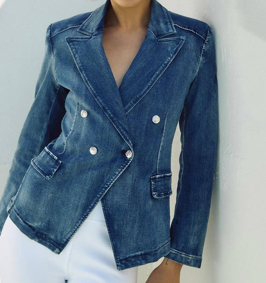 Joseph Ribkoff - Stretch Denim Double Breasted Blazer