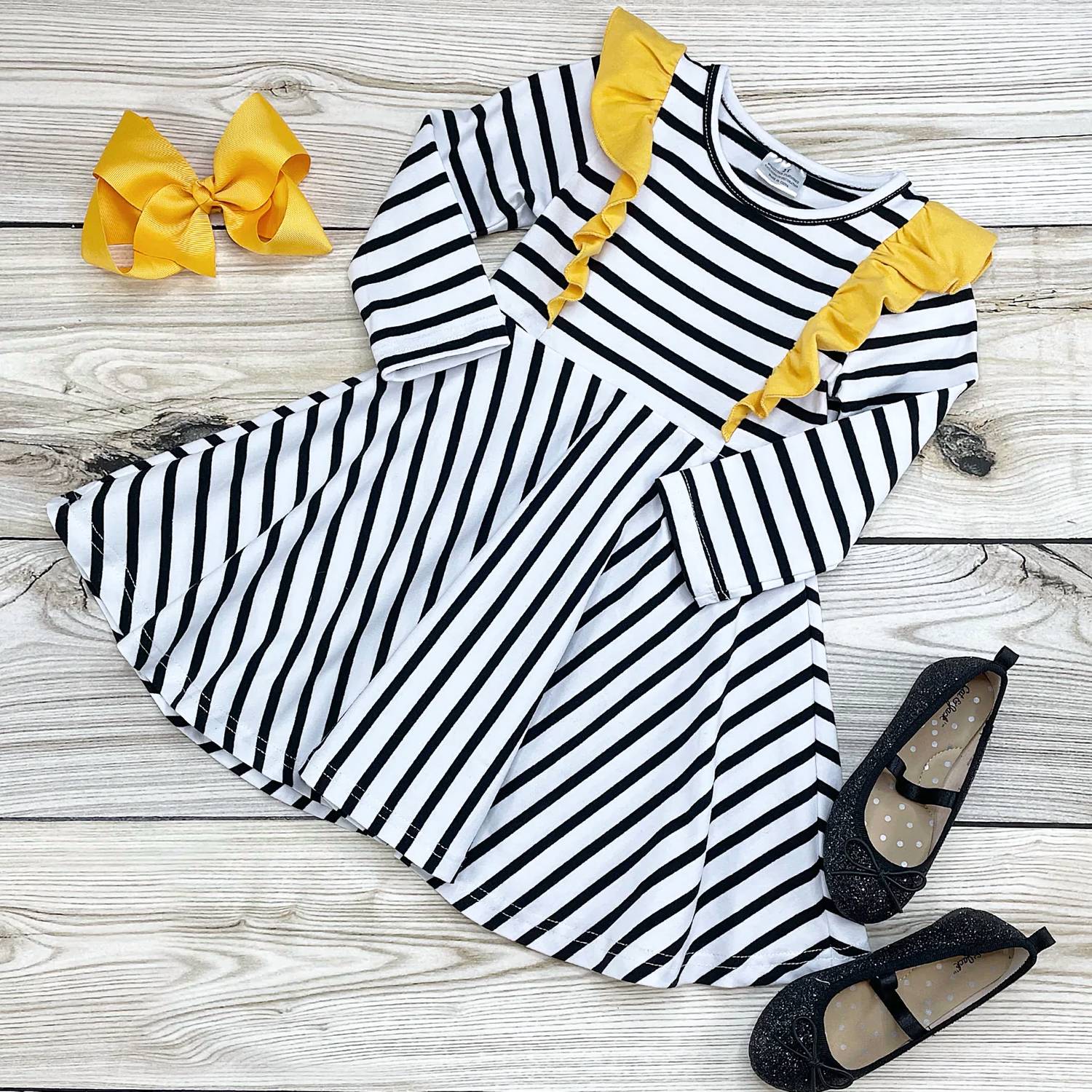 Okie + Lou - Girls Simple Stripe Dress