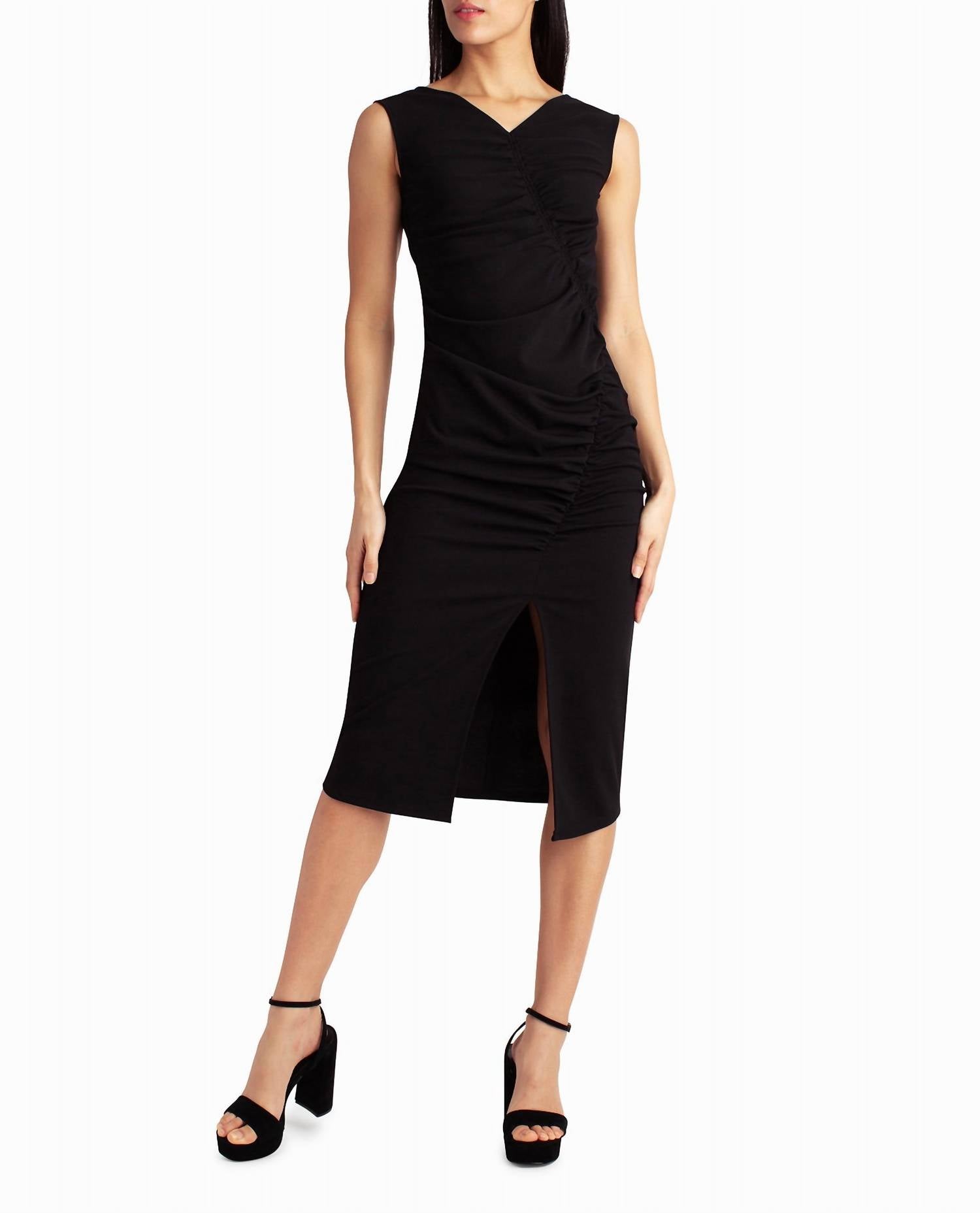 nicole miller black dress Linen Blend Subtle Tiered Hem Column Minimalist Chic M whether its winter Nicole Miller New York Women