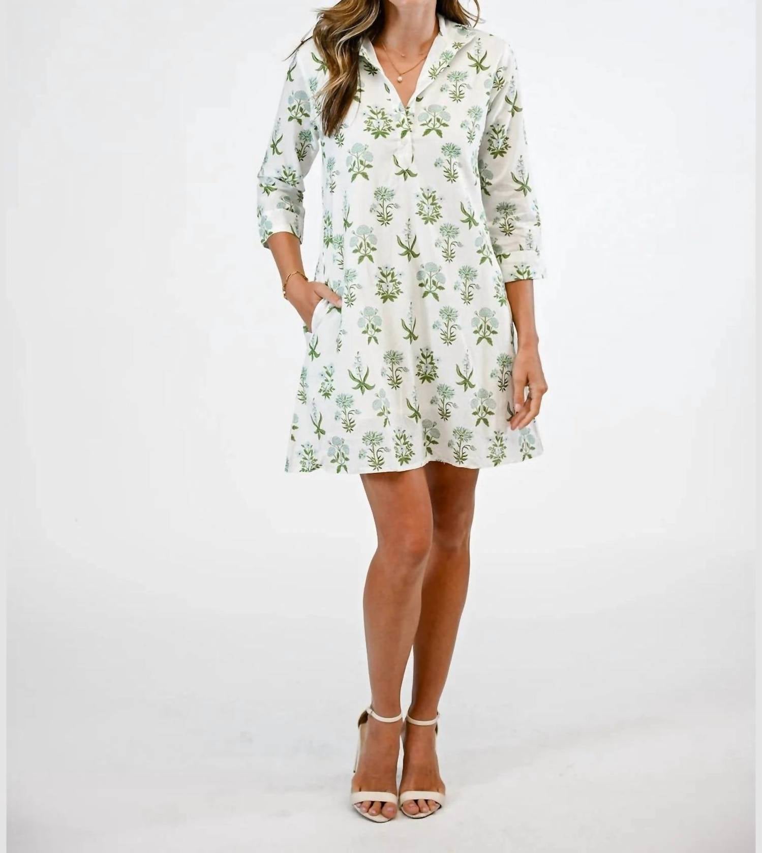 VICTORIA DUNN Sully Mandarin Dress in wildflower - women's dress - detail view