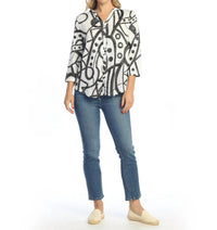 Jess & Jane - Split Neck Button Front Shirt
