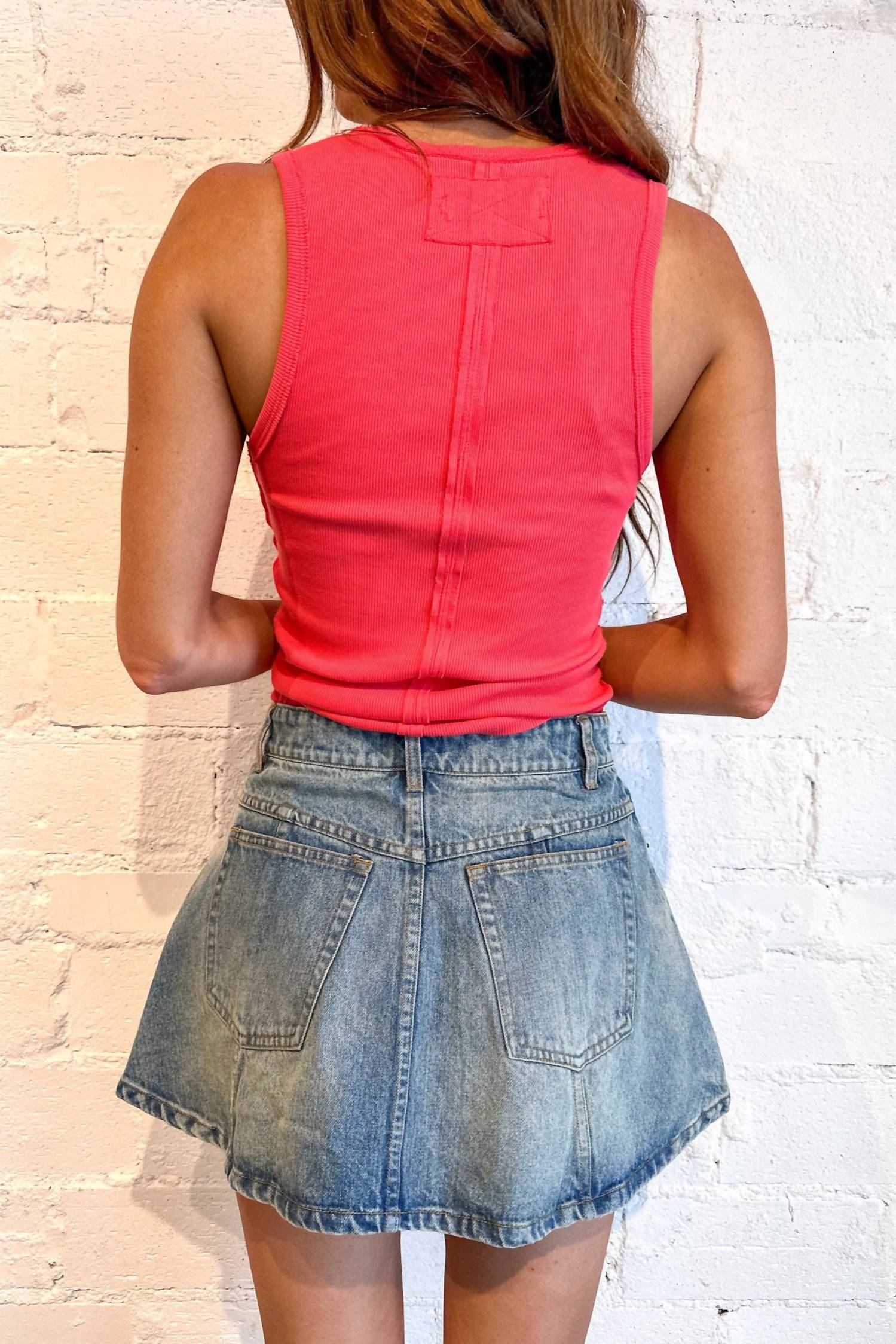 OLIVACEOUS Vintage-inspired Flare Skirt in denim - women's skirt - alternate view