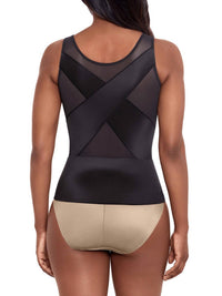 Miraclesuit Back Wrap Shaping Tank in black - women's tank top - detail view