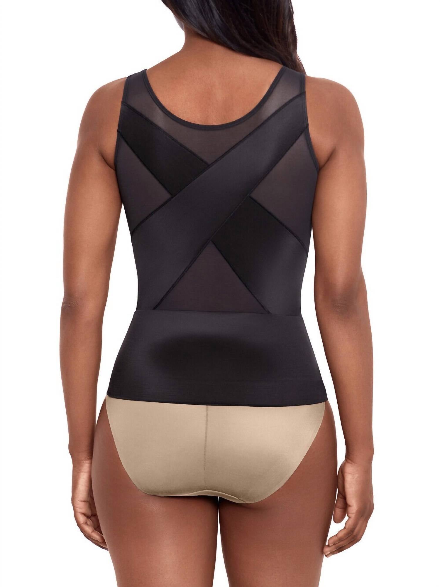 Miraclesuit Back Wrap Shaping Tank in black - women's tank top - detail view