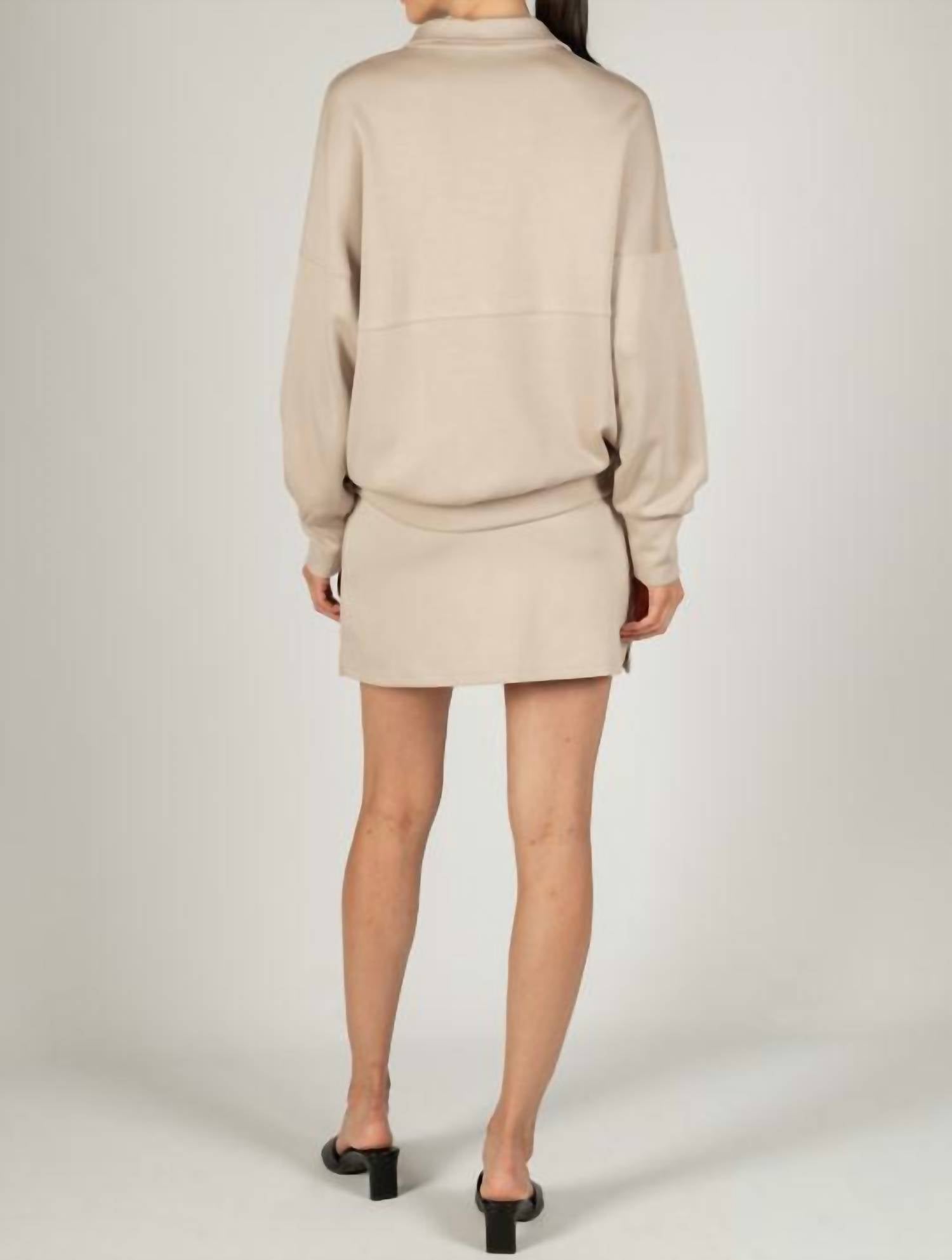 P.CILL Ava Mini Skort in taupe - women's shorts - detail view