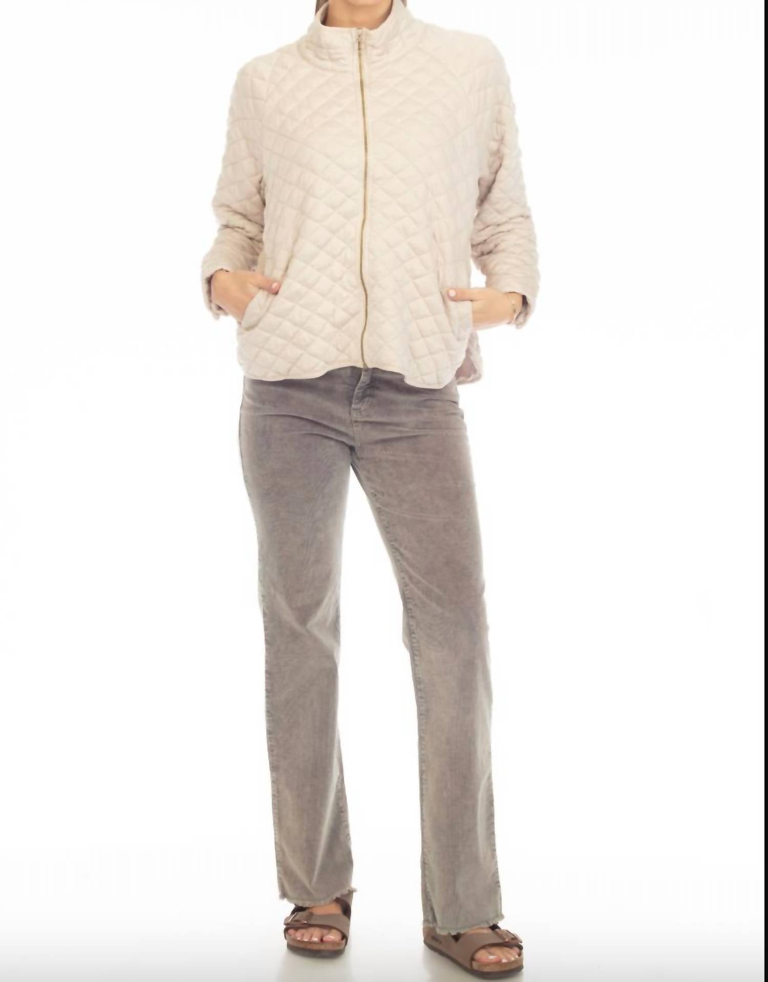 Hello Nite - Quilted Zip Collar Jacket