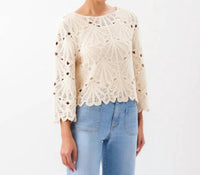 Karen Kane - Flare Sleeve Crochet Top