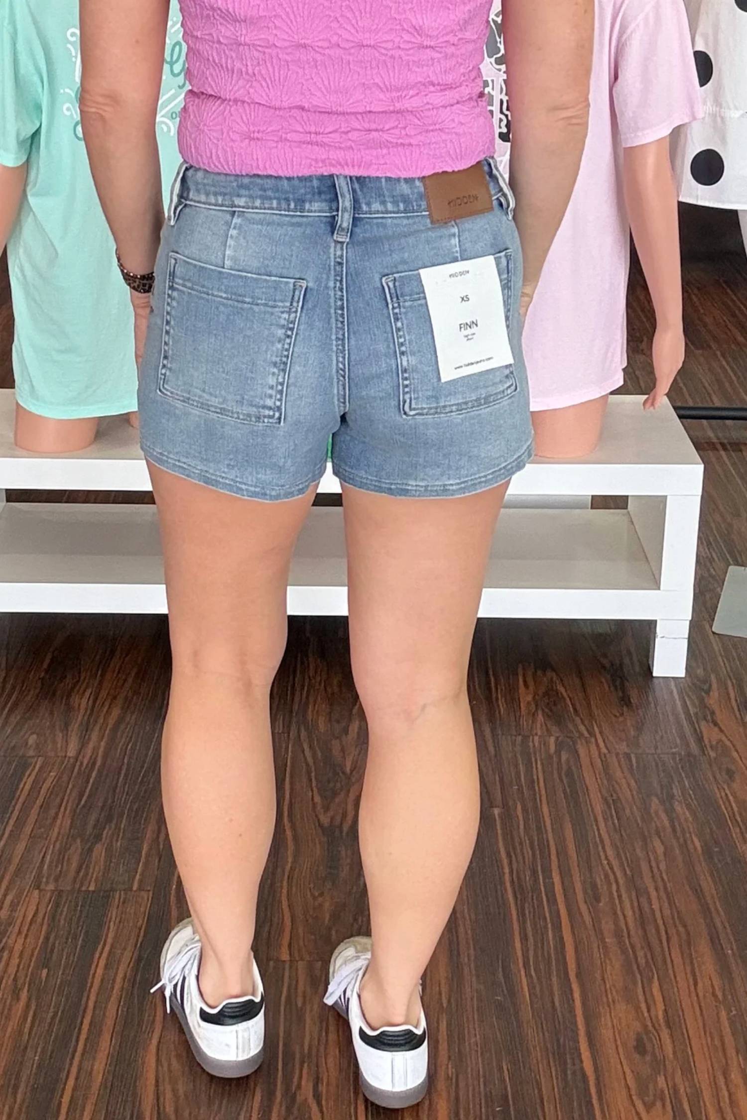Hidden - High Rise Stretch Denim Shorts