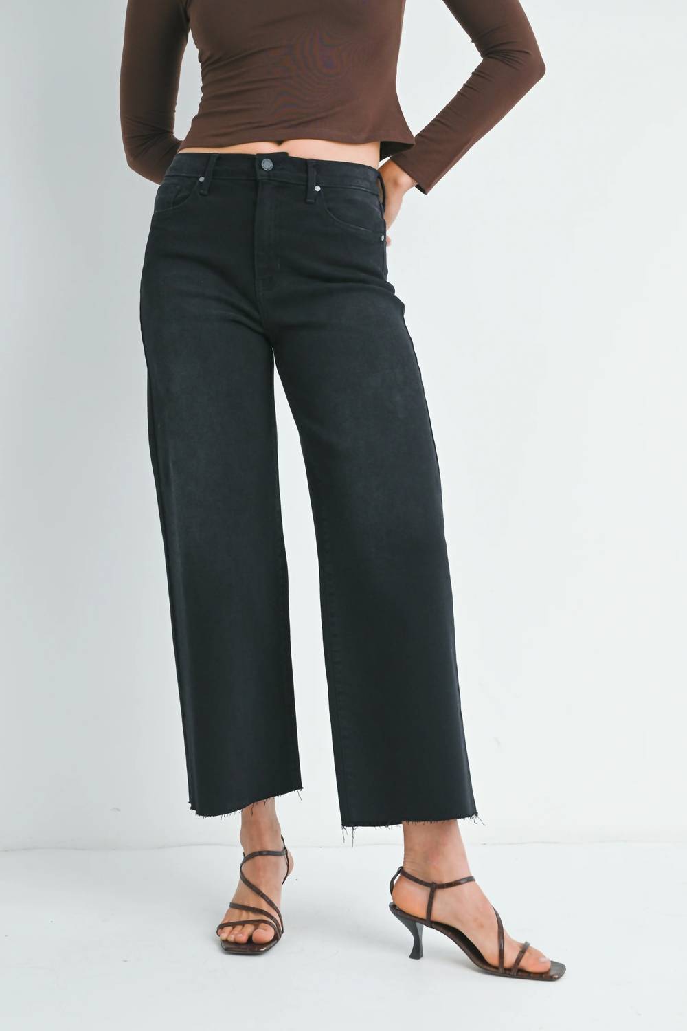 Just Black Denim - Scissor Cut Cuffed Wide Leg Jeans