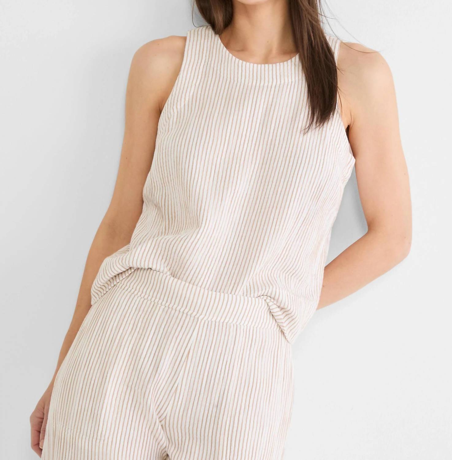 Nic + Zoe - Pinstripe Gauze Pop On Top