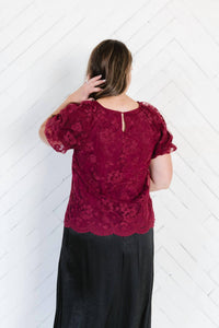 Polagram Belinda Lace Top in burgundy - women's blouse - view 6
