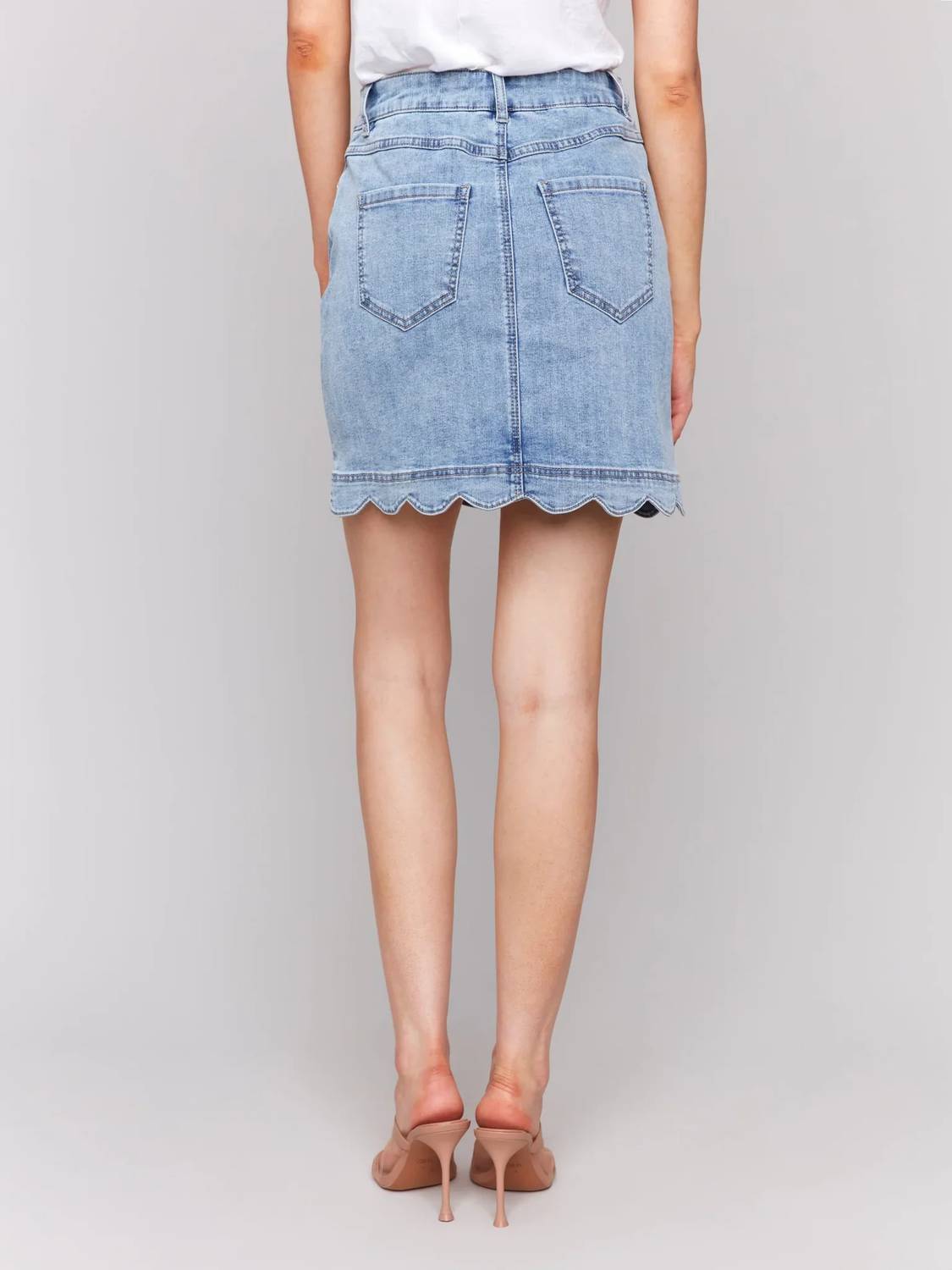 Charlie B - Scalloped Hem Button Front Skort