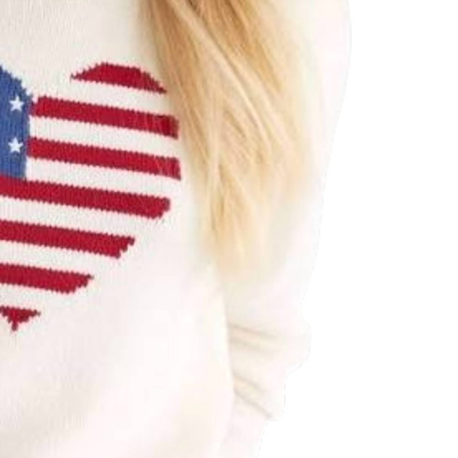 Hem & Thread - American Flag Heart Crew Sweater