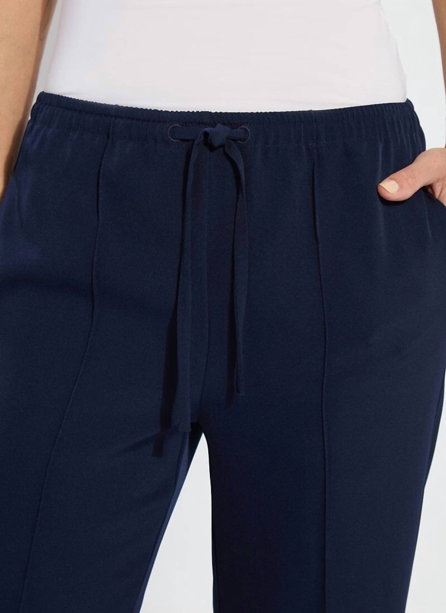 Lysse Women's Genevieve Drawstring Trouser in true navy - women's pants - detail view