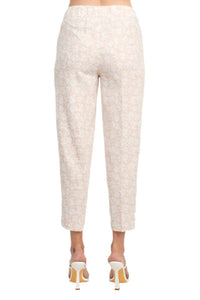 Land'N Sea - Women's Elastic Waist Tie Waist Multi Print Slit Hem Linen Pant