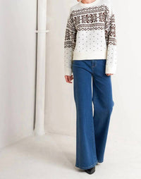 Flying Tomato - Snowflake Glam Pullover Sweater Top