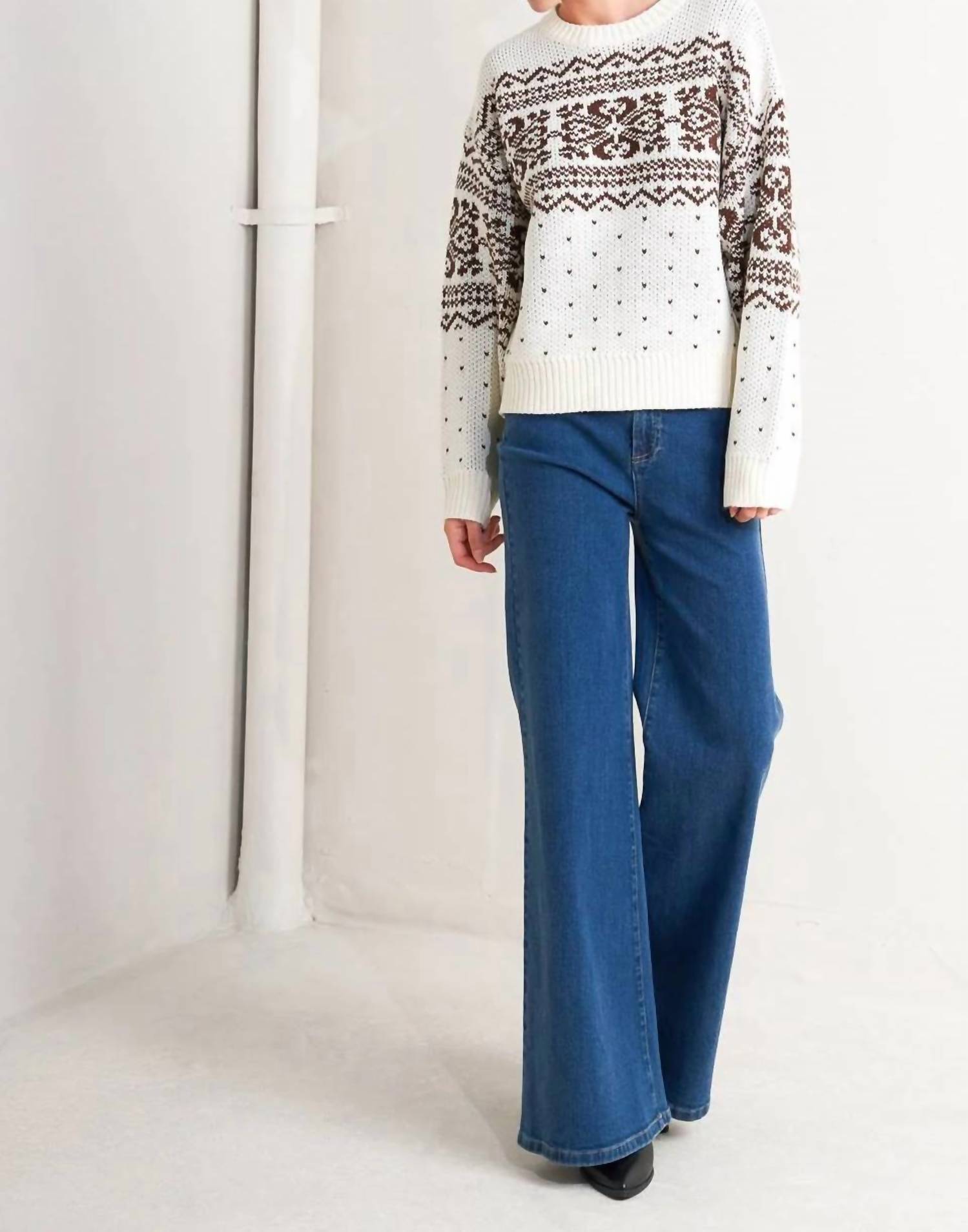 Flying Tomato - Snowflake Glam Pullover Sweater Top