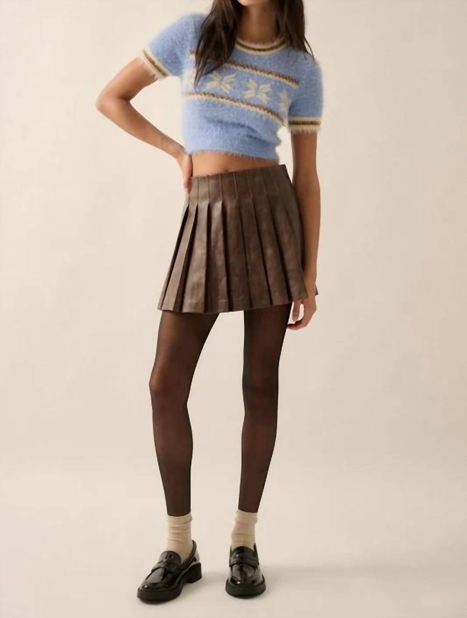 Promesa - Alpine Fuzzy Knit Cropped Short-sleeve Sweater