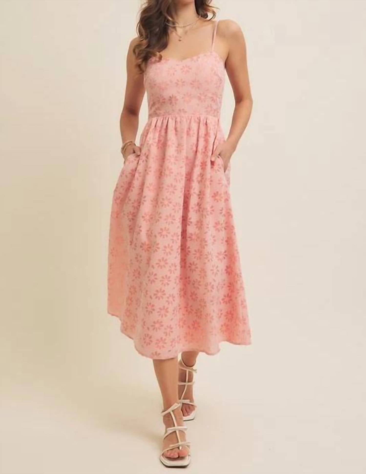 In February - Sweetheart Floral Laser Cut Gingham Midi Dress