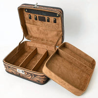 Ls Western - Hand-Tooled Western Leather Jewelry Case with Lock