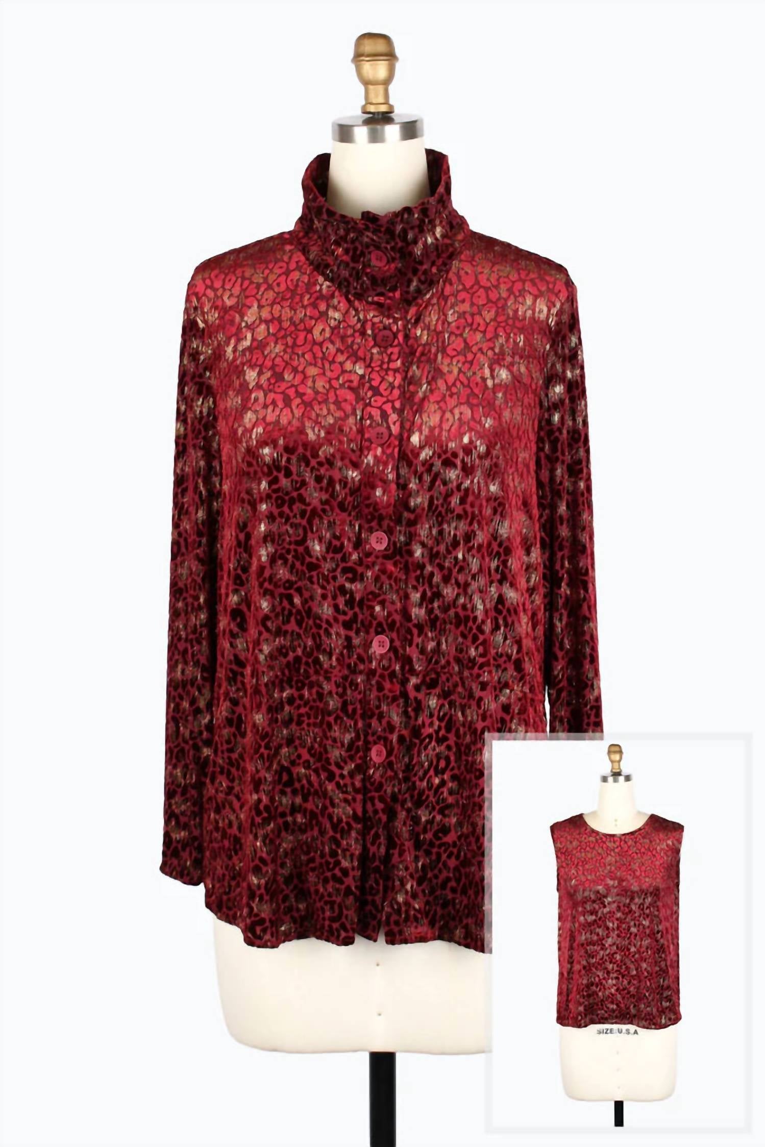 Damee - Leopard Burnout Shirt Twin 2 Piece-set