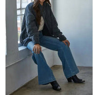 By Together - Long Sleeve Quilted Knit Mineral Washed Jacket