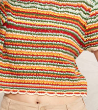 En Creme - Short Sleeve Knit Sweater Cropped Top