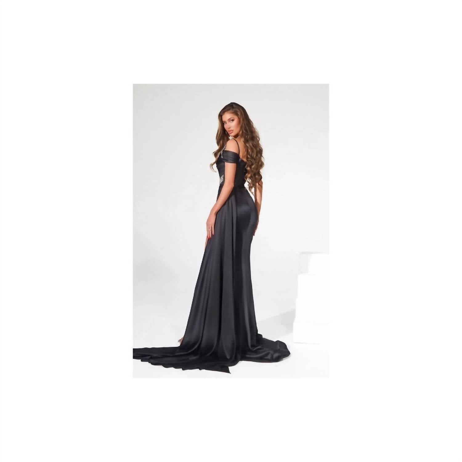 PORTIA&SCARLETT Off Shoulder Dress in black - women's dress - alternate view